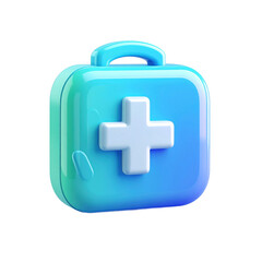 Blue First Aid Kit with White Cross.