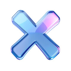 Blue Iridescent X Symbol on White.