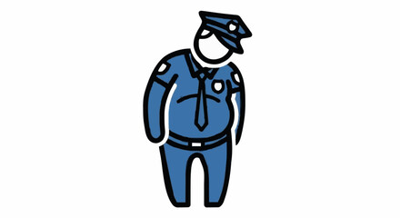 Obraz premium Cartoon police officer standing tiredly.