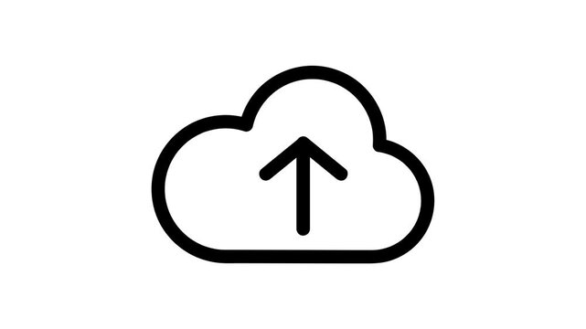 Cloud Upload Icon animation for Data Transfer in outline style.