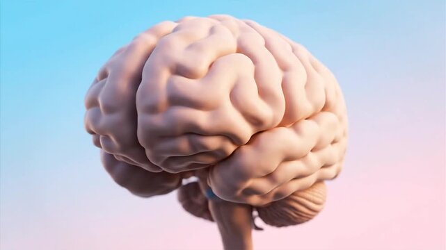 Three dimensional human brain model with gradient background for conceptual use