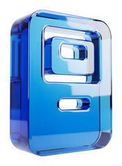 3D Blue Glass Safe Vault Icon, Glossy Security Symbol, Modern Bank Element, Crystal Locker Sign, High Quality Render, Finance Design, Protection Graphic