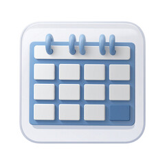 Blue Calendar Icon with White Background.