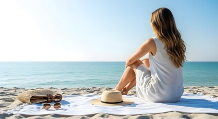 Woman relaxing beachside