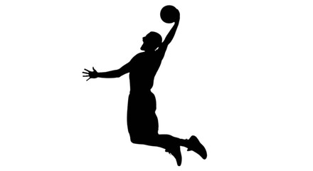 Basketball player mid-air shot isolated on transparent background