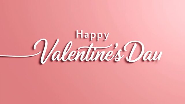 Elegant white script text Happy Valentines Day on soft pink background romantic celebration