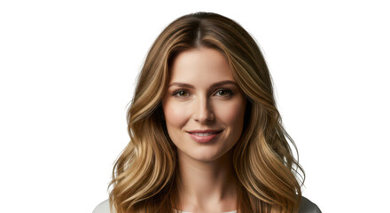 Fototapeta premium Portrait of a young woman with blonde hair isolated on transparent background