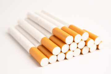 Cigarette, roll tobacco in paper with filter tube, No smoking.