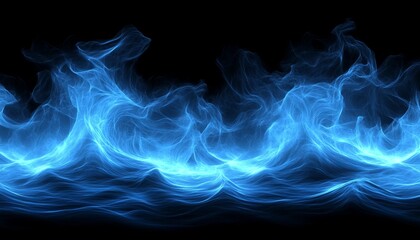 Obraz premium Enigmatic Cascade of Deep Blue Elements in a Dreamlike Abyss Abstract Illustration for Stock Photo