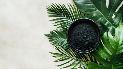 a bowls with black charcoal powder.