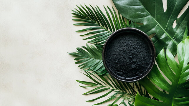 a bowls with black charcoal powder.
