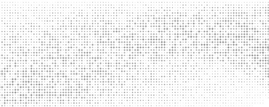 Grunge halftone gradient background. Faded grit noise texture. White and black sand wallpaper. Retro pixelated backdrop. Anime or manga style comic overlay. Vector graphic design textured template