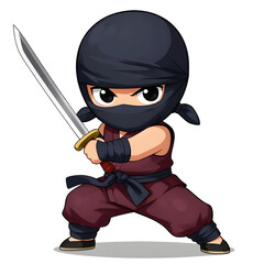 NINJA young fighter, graphic style, traditional color dress, in fighting pose.