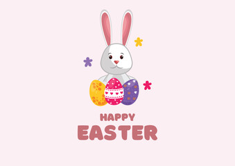 Fototapeta premium Pink Modern Happy Easter (Flyer (Landscape)).eps