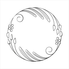 Elegant floral oval frame line art Vector