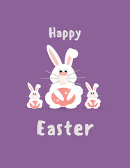 Obraz premium Purple Illustrated Happy Easter T-Shirt.eps