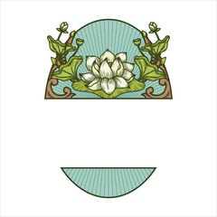 Art nouveau lotus flower emblem Vector