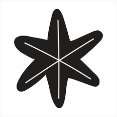 Minimalist black six-pointed star graphic with white radial lines Vector