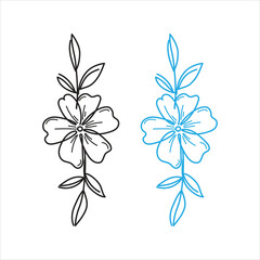 Minimalist floral line art outlines Vector