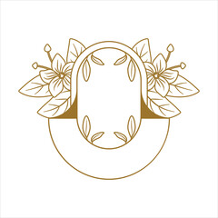 golden botanical floral arch frame design vector 