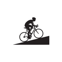 Fototapeta premium Vector silhouette of a cyclist riding uphill, fitness concept.