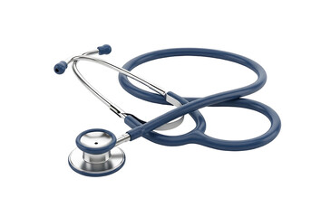 Stethoscope with blue tubing and silver parts.