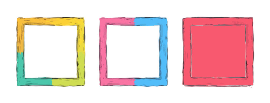 Molduras geom&eacute;tricas coloridas com contornos irregulares e fundo transparente, ideais para design gr&aacute;fico e elementos visuais modernos.
