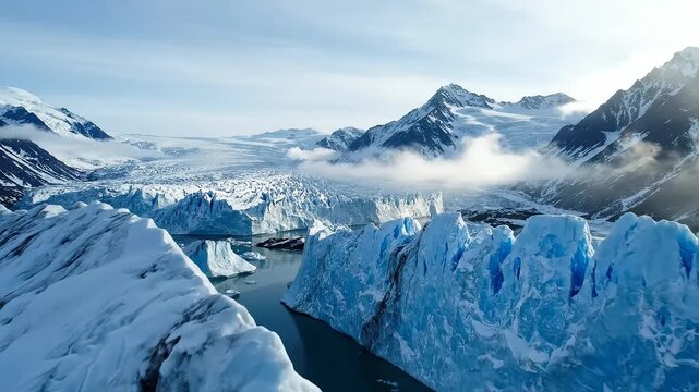 Snowy mountain glacier landscape
