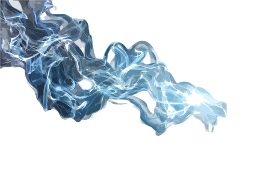Fuma&ccedil;a azul abstrata e fluida em movimento, com brilho energ&eacute;tico e efeito transparente, ideal para fundos digitais e design gr&aacute;fico.
