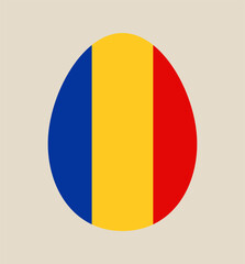 Fototapeta premium Romanian Flag Decorated Easter Egg Vector Illustration for a Festive Holiday on a Simple Minimalist Background.