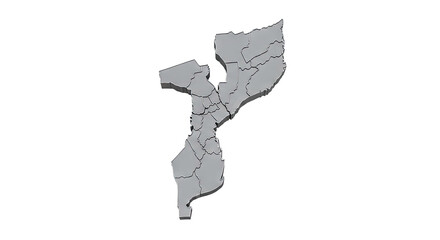3D Map of Mozambique with Internal Provinces