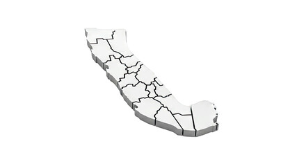 3D Map of California Divided into Counties