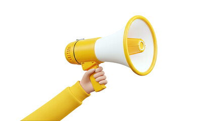 Hand Holding Yellow Megaphone