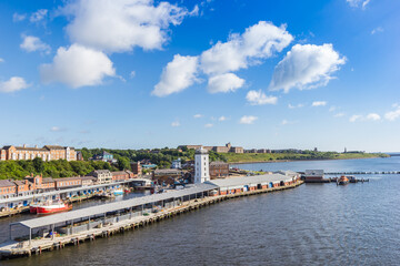 Pier at the riverbank in North Shields in Newcastle upon Tyne, England