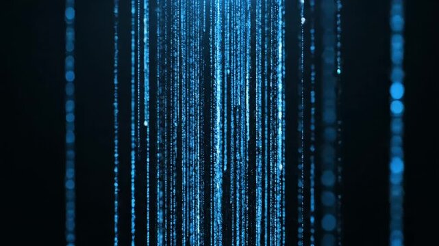 Stunning animation with glowing blue particles on dark background