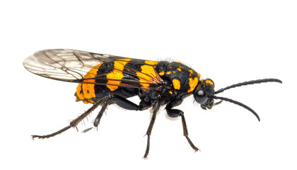 Macro Shot Of A Yellow And Black Sawfly With Transparent Wings Isolated On Transparent Background For Scientific Study And Insect Identification Projects