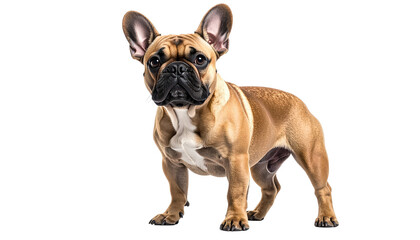 Obraz premium French Bulldog Standing on Transparent Background Tan and Black Fur Cute Pet Animal for Breed Specific Designs and Dog Related Marketing