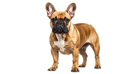 Obraz premium Adorable Fawn French Bulldog Standing Isolated On Transparent Background A Charming Pet Portrait For Breed Enthusiasts And Animal Lovers Alike