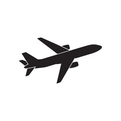 Airplane Silhouette Icon Vector, Commercial Jet Aircraft Symbol