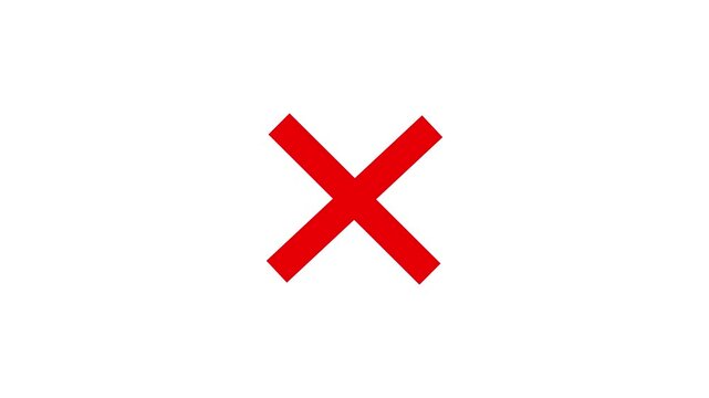 Red cross mark animation on white background