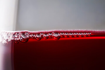 close-up of red wine in a glass