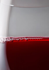 close-up of red wine in a glass