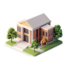 3D Render of Modern Office Building.