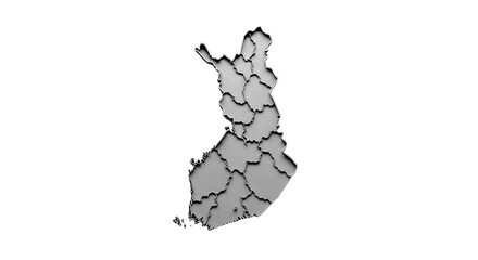 Obraz premium 3D Map of Finland Divided into Regions