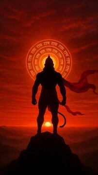 Lord Hanuman with Divine Chakra Aura, Hanuman Jayanti and Ram Navami Powerful Hindu Spiritual Art