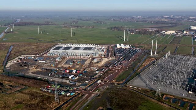 Aerial Timelapse of Westpoort Data Center Under Construction