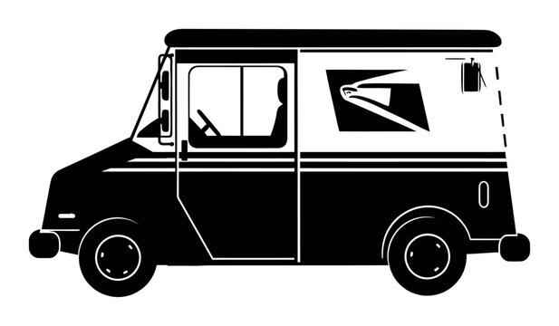 USPS Mail Truck Silhouette - Vector Illustration