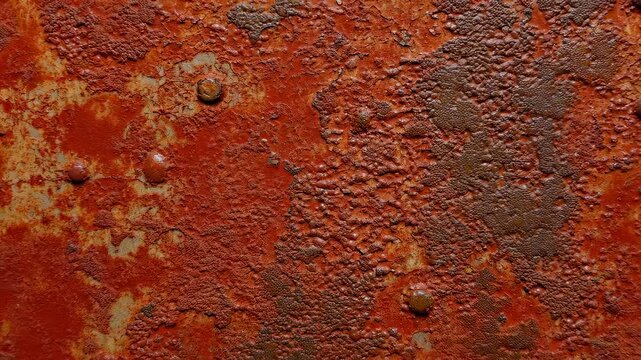 Close-up of textured rusty metal surface with orange and brown hues. Represents decay, industrial aesthetics, and the passage of time