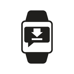 Smartwatch data download arrow solid glyph icon