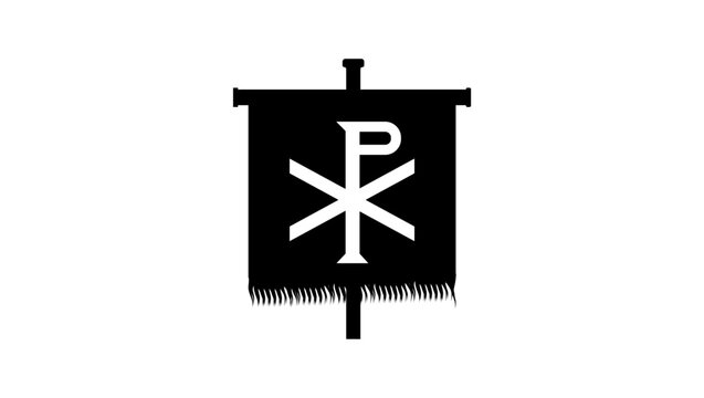 Labarum with the Chi Rho, black isolated silhouette